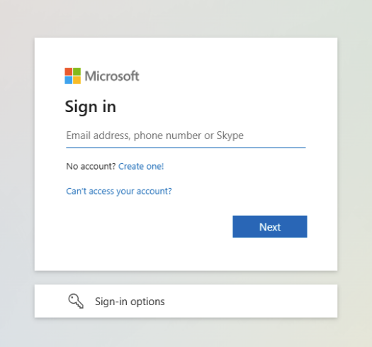 Screenshot of the Microsoft login screen.